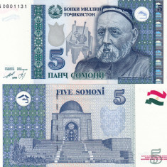 TADJIKISTAN 5 somoni 1999 UNC!!!