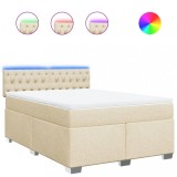 Cumpara ieftin Pat box spring cu saltea, crem, 140x200 cm, textil