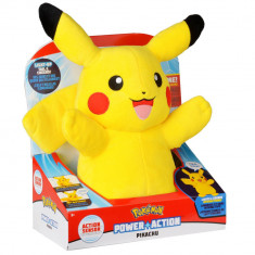 Jucarie de plus interactiva, Pokemon, Power Action, Pikachu, 20 cm