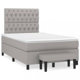 Cumpara ieftin Pat continental cu saltea, gri deschis, 120x200 cm, textil