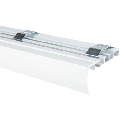 Sina perdea si draperie, EVO-M, 2 canale, prindere pe tavan, aluminiu, alb, L 300 cm foto