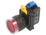 Comutator acţionat prin apăsare 22mm - roşu