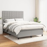 Cumpara ieftin Pat box spring cu saltea, gri deschis, 140x190 cm, textil