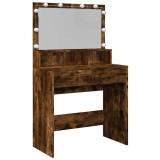 Cumpara ieftin Masa de toaleta cu LED, stejar fumuriu, 80x41x134,5 cm
