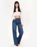 Cumpara ieftin Blugi dama wide leg Nina Carter albastru J259 M8