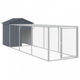 Cotet de pui cu tarc antracit 117x405x123 cm otel galvanizat GartenMobel Dekor, vidaXL