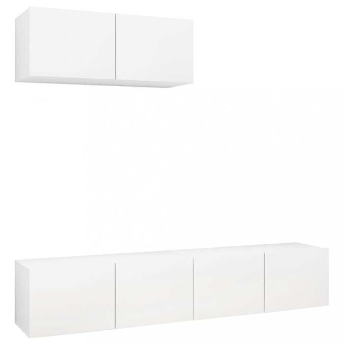 Set dulapuri TV, 3 piese, alb, lemn prelucrat