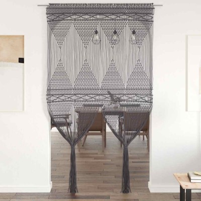 vidaXL Perdea macrame, antracit, 140 x 240 cm, bumbac foto