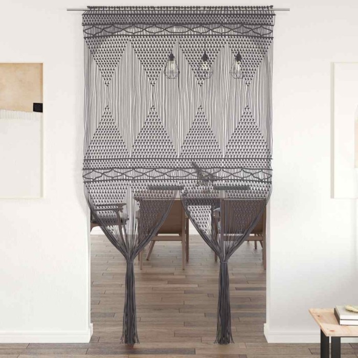 vidaXL Perdea macrame, antracit, 140 x 240 cm, bumbac