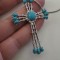Colier cruce -lantisor+pandantiv cruciulita bleu -inox placat cu aur 18k