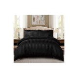 Cumpara ieftin Lenjerie de Pat Dublu Bumbac Damasc 4 Piese cu Elastic, Negru- CPL143