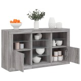 VidaXL Servantă cu lumini LED, gri sonoma, 123x37x67 cm
