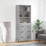 vidaXL Dulap &icirc;nalt, gri beton, 69,5x34x180, lemn compozit