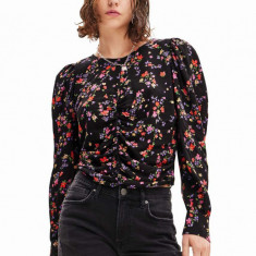 Desigual bluza femei, culoarea negru, modelator