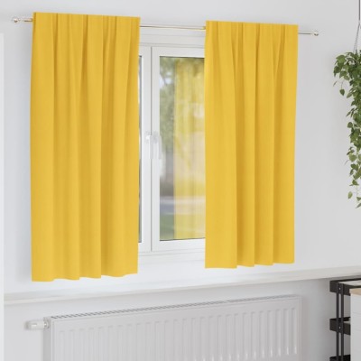 vidaXL Perdele cu perdele 2 pcs galben muștar 175x140cm Poliester 4107504 foto