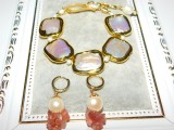 Set nou, bratara masiva, sidef, cercei noi cuart ,perla