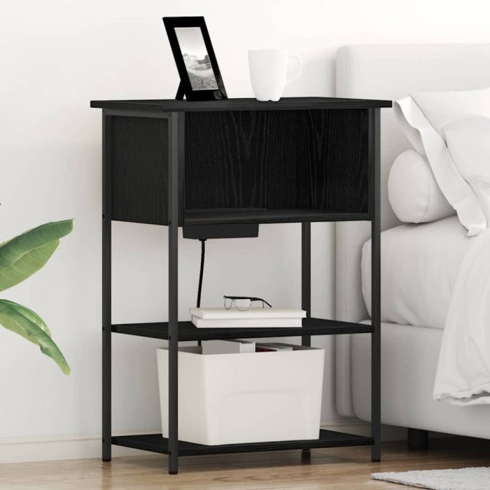Dulap de noapte Stejar negru 55 x 31 x 76 cm Lemn compozit