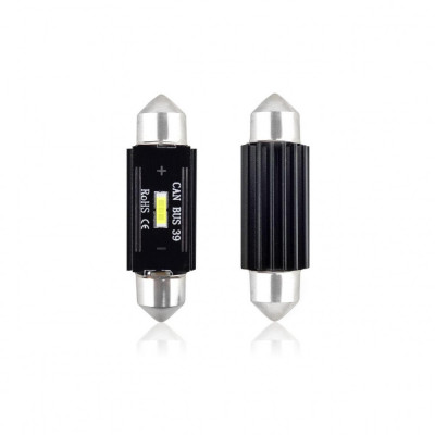 Set becuri auto cu led canbus sofit compatibil c5w 1 smd 39mm alb 12/24v, destinat competitiilor auto sau off-road foto