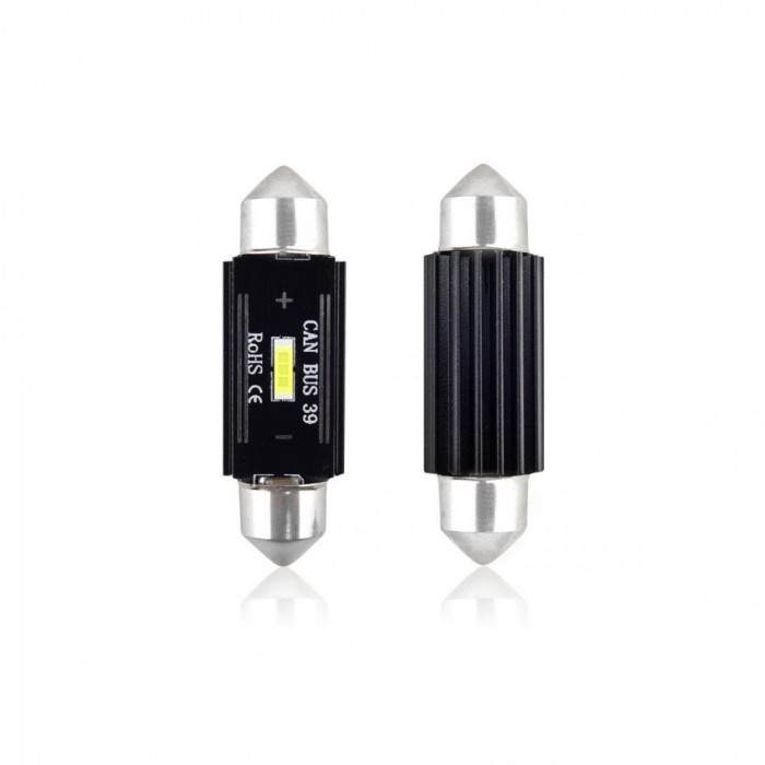 Set becuri auto cu led canbus sofit compatibil c5w 1 smd 39mm alb 12/24v, destinat competitiilor auto sau off-road