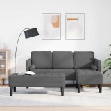 vidaXL Set de canapea 2 pcs Gri &icirc;nchis 173 x 131 x 67 cm țesătură