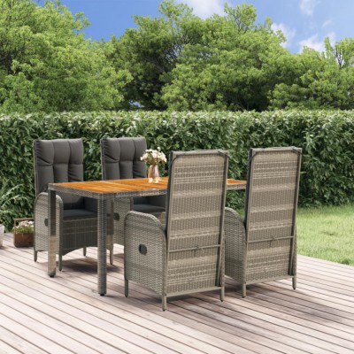 vidaXL Set mobilier de grădină cu perne, 5 piese, gri, poliratan 3185040 foto