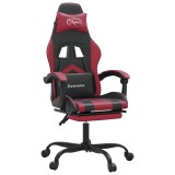 Cumpara ieftin Scaun de gaming cu suport picioare, negru/rosu vin, piele eco