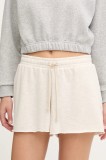 Under Armour pantaloni scurti Rival Terry culoarea bej, melanj, high waist, 1389657