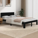 VidaXL Cadru de pat mic dublu 4FT, negru, 120x190 cm, lemn masiv