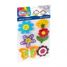 Sticker autoadeziv pentru activitati craft Floricele,fetru,6 bucati set