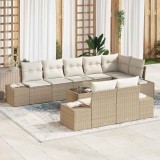 vidaXL Set de canapele pentru grădină cu pernă 9 pcs bej și crem