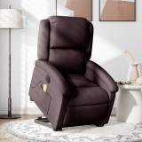 vidaXL Fotoliu electric masaj rabatabil cu ridicare maro &icirc;nchis textil