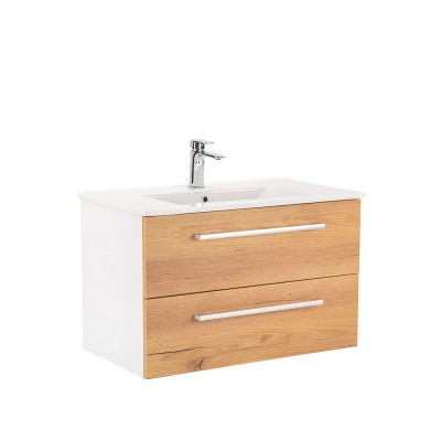 Dulap inferior Vario Clam 80 cu lavoar, stejar alb foto