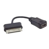 Mini cablu OTG mufa 30 pini tata la mufa mini USB mama, negru, 10cm