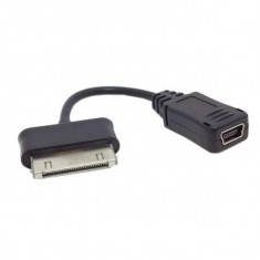 Mini cablu OTG mufa 30 pini tata la mufa mini USB mama, negru, 10cm foto