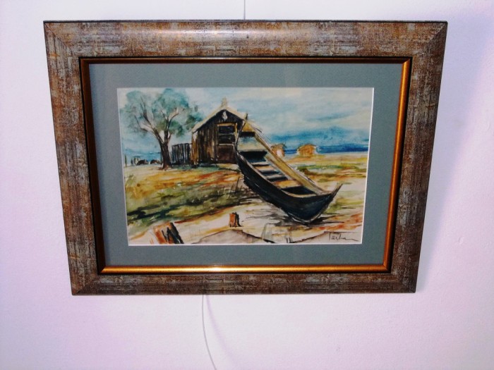 Gheorghe Sarbu (1883-1955) &quot;Delta&quot;, acuarela, tablou autentic