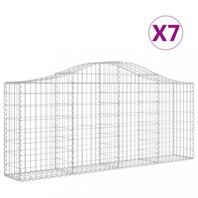 Cosuri gabion arcuite 7 buc, 200x30x80/100cm, fier galvanizat foto