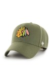 47brand șapcă din amestec de l&acirc;nă NHL Chicago Blackhawks culoarea verde, cu imprimeu, 47 Brand