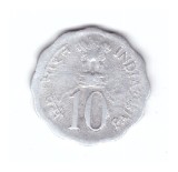 Moneda India 10 paise 1974 Calcutta, stare relativ buna, curata, Asia, Aluminiu