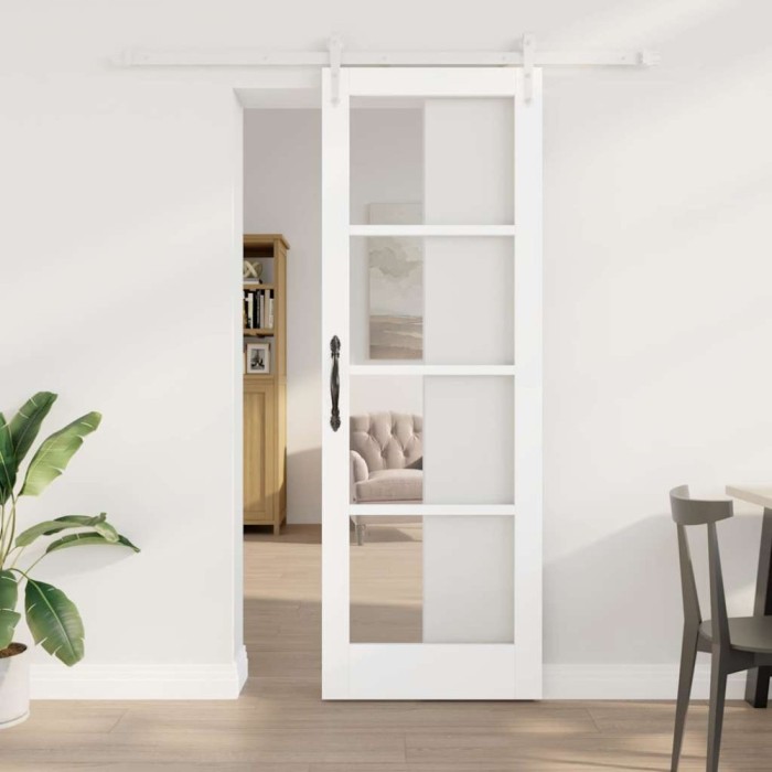 vidaXL Ușă glisantă Manual Alb 73.5 x 211 cm Lemn și metal 3332354