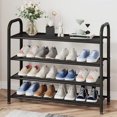 Organizator incaltaminte, metalic, cu 4 nivele, dimensiuni 63 (L) x 25 (l) x 73 (H) cm, capacitate mare de depozitare, greutatea maxima suportata 7 kg foto