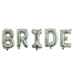 Set Baloane din Folie Metalizata, Cyrax, Model Scris Bride, Litere de 100 cm, Tema Iubire, Baloane Party, Ambalaj Individual, Pai Inclus, Umflare cu A