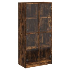 Dulap inalt cu usi, stejar fumuriu, 68x37x142 cm, lemn compozit foto