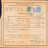 A1127 Adeverință absolvire clasa a IV-a, 1948, Cluj