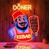 Cumpara ieftin Indicator Neon LED Doner Kebab, GGAQQ, USB, Dimabil, Acrilic, 31x38 cm, Multicolor