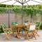 vidaXL Set mobilier de grădină 5 piese textil model frunze/lemn masiv