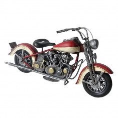 Macheta motocicleta retro metal rosie 37 cm x 19 cm x 13 cm Elegant DecoLux foto