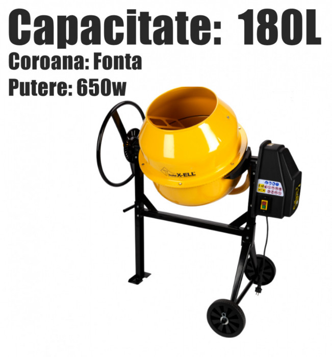 Betoniera 180 Litri 650w Mortar Beton Coroana Fonta Meserias Constructie