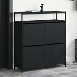 vidaXL Dulap de pantofi cu 4 sertare rabatabile, negru, 100x34x112 cm