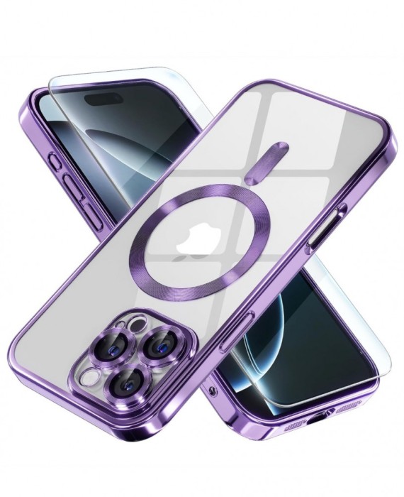 Huse silicon cu incarcare wireless compatibila cu Iphone 16 Pro Max Mov