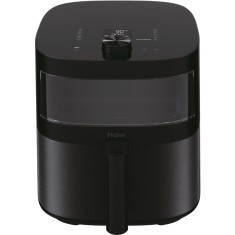 Friteuza cu aer cald Haier HAF5TWA 011, 7 L, 2000 W, Fereastra superioara din sticla, Tavi detasabile, Negru